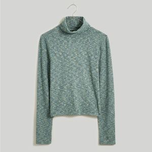 Brightside Finerib Cropped Turtleneck, Green, Size S, NWT